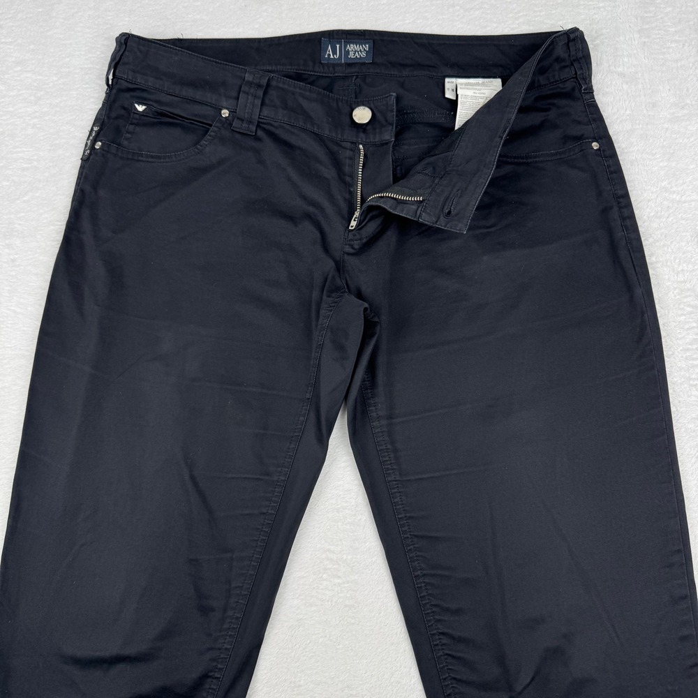 Armani Jeans Womens Black Pants EU 30 US 8-10 Stretch Slim Straight Eagle J44FZ